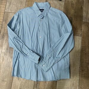 Tommy Hilfiger Men's Blue and White Plaid Shirt